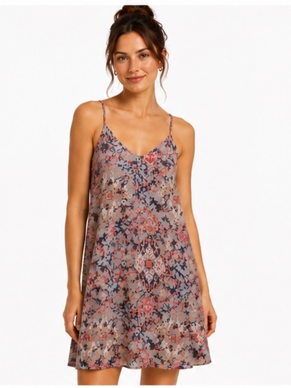 Cabi Abstract Print Sleeveless Dress Multicolor V Neck Pocket Size Small